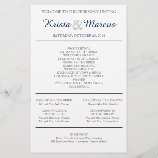 Programme de mariage Silhouettes simple Circulaire (Devant)