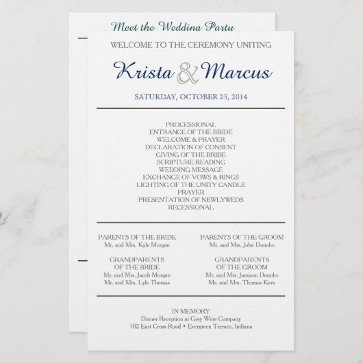 Programme de mariage Silhouettes simple Circulaire (Devant / Derrière)