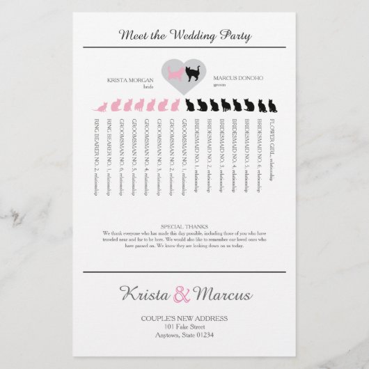 Programme de mariage Silhouettes simple Circulaire (Dos)