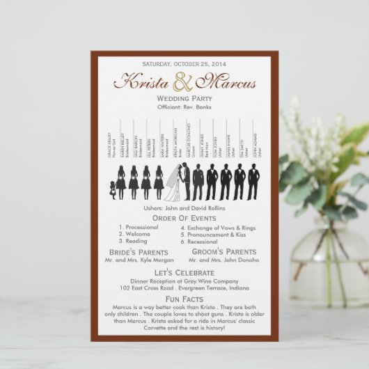 Programme de mariage Silhouettes simple Circulaire (Debout devant)