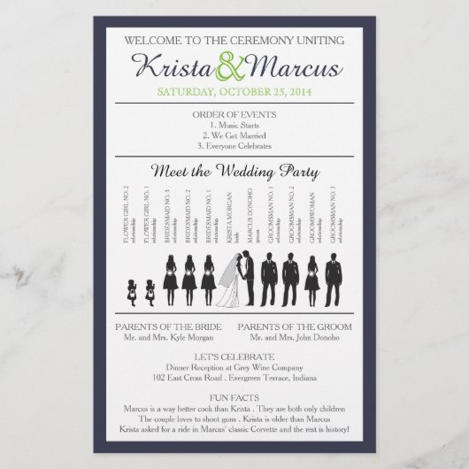 Programme de mariage Silhouettes simple Circulaire (Devant)