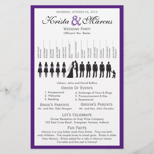 Programme de mariage Silhouettes simple Circulaire (Devant)