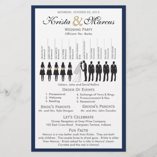 Programme de mariage Silhouettes simple Circulaire (Devant)