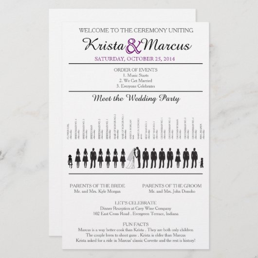 Programme de mariage Silhouettes simple Circulaire (Devant / Derrière)