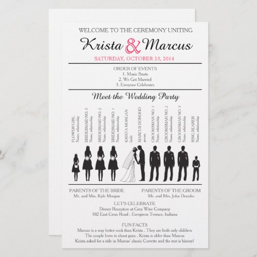 Programme de mariage Silhouettes simple Circulaire (Devant / Derrière)