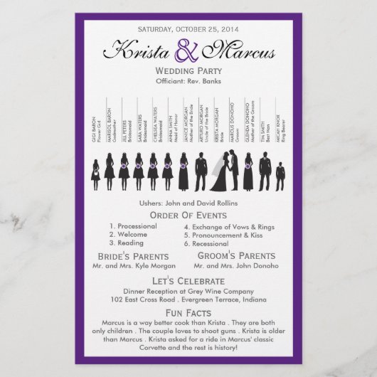 Programme de mariage Silhouettes simple Circulaire (Devant)