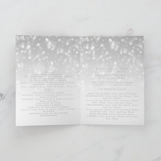 Programme de mariage Silver Bokeh Éclairage à l'ét (Intérieur)