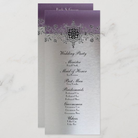 Programme de mariage Silver Purple (Devant / Derrière)