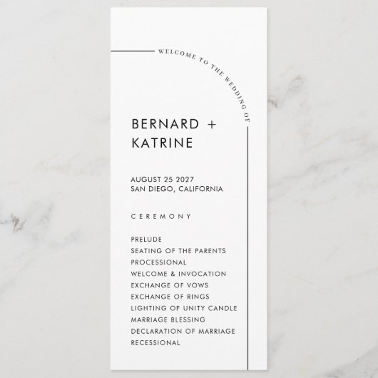 Programme de mariage simple (Devant)