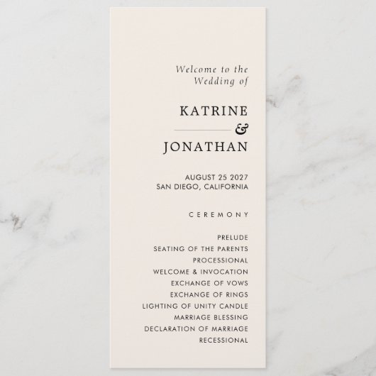 Programme de mariage simple (Devant)