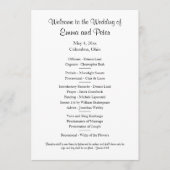 Programme de mariage simple à un côté par carte/té (Devant)