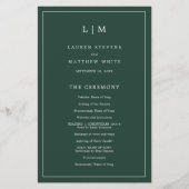 Programme de mariage simple avec monogramme vert f (Devant)