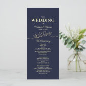 Programme de mariage simple bleu marine (Debout devant)