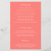 Programme de mariage simple corail vibrant moderne (Dos)