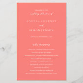 Programme de mariage simple corail vibrant moderne (Devant)