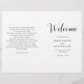 Programme de mariage simple en noir et blanc plié (Devant)