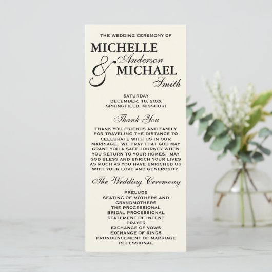 Programme de mariage simple et élégant (Debout devant)