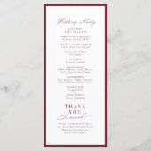 Programme de mariage simple et élégant en burgundy (Dos)