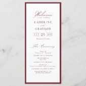 Programme de mariage simple et élégant en burgundy (Devant)