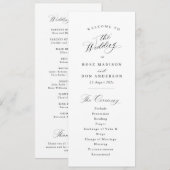 Programme de mariage simple et élégant en calligra (Devant / Derrière)