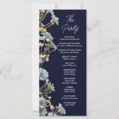 Programme de mariage simple floral moderne Navy (Dos)