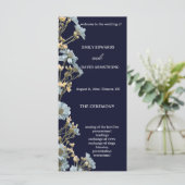 Programme de mariage simple floral moderne Navy (Debout devant)