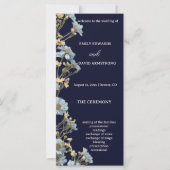 Programme de mariage simple floral moderne Navy (Devant)
