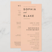 Programme de mariage simple minimaliste abricot (Devant / Derrière)