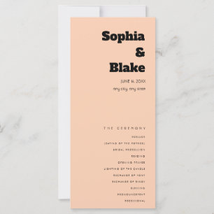 Programme de mariage simple minimaliste abricot or