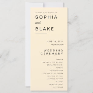 Programme de Mariage Simple Minimaliste Papaye Whi