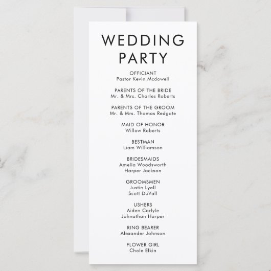 Programme De Mariage Simple Moderne Ordre Des Évén (Dos)