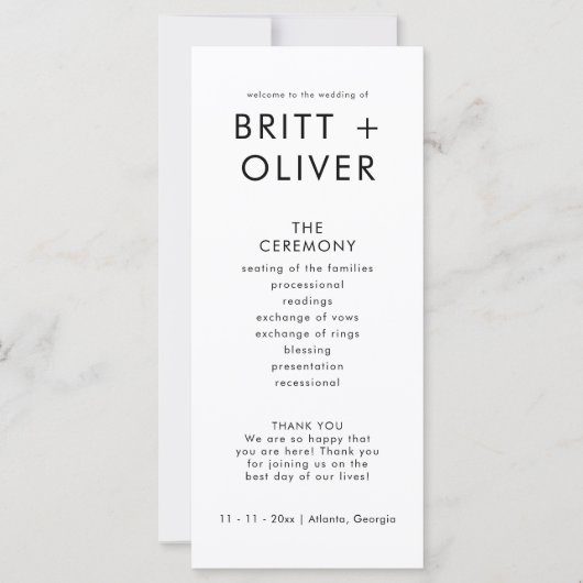 Programme De Mariage Simple Moderne Ordre Des Évén (Devant)