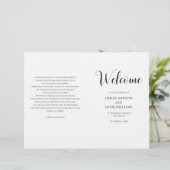 Programme de mariage simple noir et blanc plié (Debout devant)