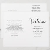 Programme de mariage simple noir et blanc plié (Devant / Derrière)