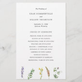 Programme de mariage simple rustique floral de fle (Devant)