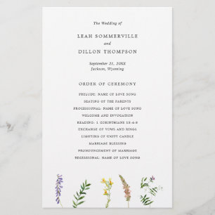 Programme de mariage simple rustique floral de fle