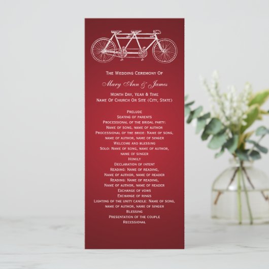 Programme de mariage simple Tandem Bike Rouge (Debout devant)