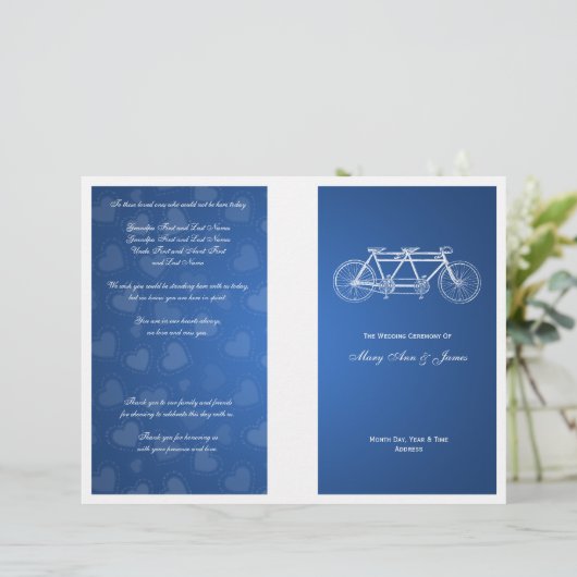 Programme de mariage simple Tandem Vélo Bleu (Debout devant)