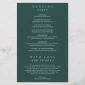 Programme de mariage simple vert émeraude classiqu (Dos)