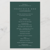 Programme de mariage simple vert émeraude classiqu (Devant)