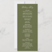 Programme de mariage simple vert olive plat (Dos)