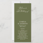 Programme de mariage simple vert olive plat (Devant)