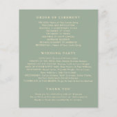 Programme de mariage simple vert sauge moderne (Dos)