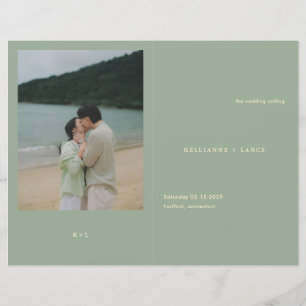 Programme de mariage simple vert sauge moderne