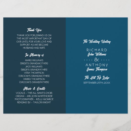 Programme De Mariage Simplement Moderne Et Branché (Devant)