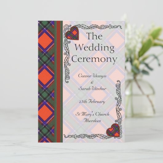 Programme de mariage - Sinclair Scottish Tartan (Debout devant)
