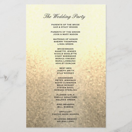 Programme de mariage | Soft Gold Parties scintilla (Dos)
