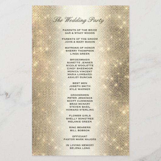 Programme de mariage | Soft Gold Parties scintilla (Dos)