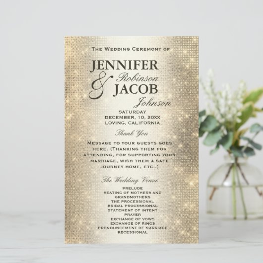 Programme de mariage | Soft Gold Parties scintilla (Debout devant)