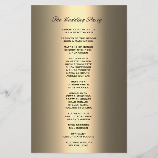 Programme de mariage | Soft Shiny Gold Look (Dos)